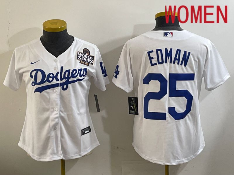 Women Los Angeles Dodgers 25 Edman White Game 2024 Nike MLB Jersey style 11201